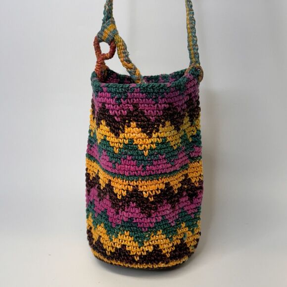 Veranda Wear Crossbody Bag Pink Multicolor Woven Boho Hippie Festival Handmade - Picture 3 of 10